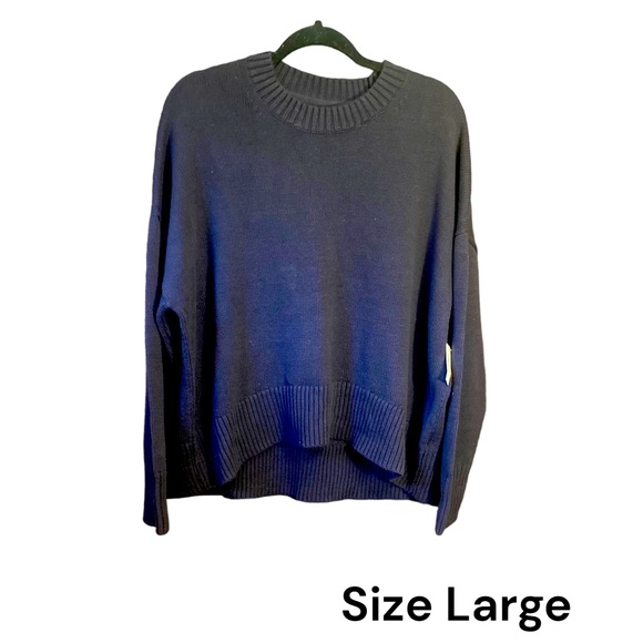 Daily Ritual Women's Boxy Crewneck Sweater Navy Blue Ribbed Mid-Weight Top NEW - Picture 4 of 8